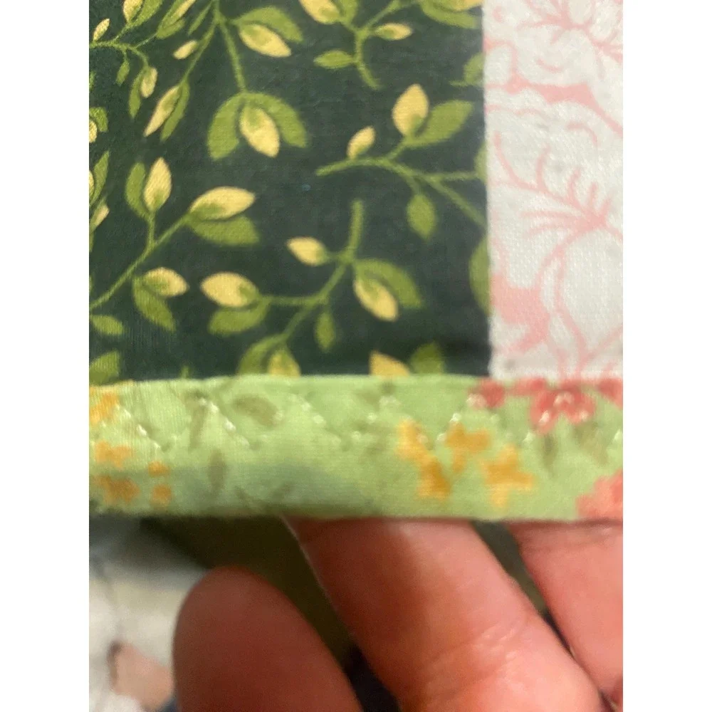 Pink And Green Squares Quilt 60x 79 In